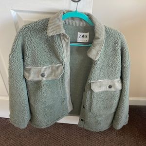Green Sherpa/corduroy Zara Jacket